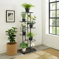 Tebru 6 Tier Metal Flower Stand, Multifunctional Standing Bonsai Display Shelf Large Capacity 6-Layer Metal Plant Pot Holder Shelf For Indoor Outdoor