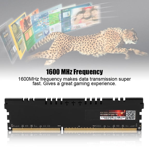Octpeak 8GB Large Capacity DDR3 Memory RAM 1600MHz Fast Data Transmission DDR3 RAM for Desktop Computer
