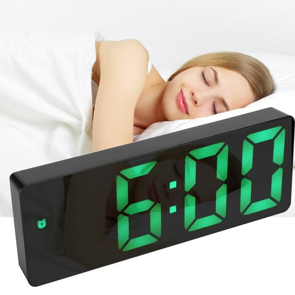 Octpeak Digital Wall Clock,Large Number Display Electronic Clock LED Display Digital Mirror Alarm Clocks Battery Plugn Dualse 0712 For Over Sized Desk Office Tables