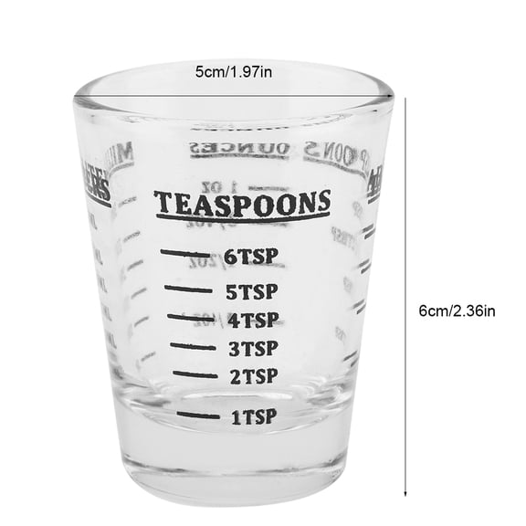 Octpeak Kitchen Measuring Cup,Small Glass Measuring Cup Oz / Ml / Teaspoon / Tablespoon 4 Scales 1ounce 30ml Kitchen Tool, Ounce Measuring Cup