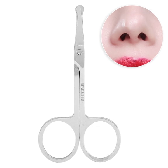 Octpeak Rounded Stainless Steel Nose Scissors,Stainless Steel Round Nose Nose Hair Scissors Safe Clean Beauty Scissors For Nose Eyebrows Eyelashes Men Moustache,Beauty Tools