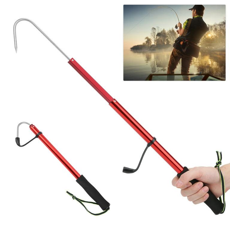 Octpeak Stainless Steel Fishing Hook,Portable Telescopic Sea Fishing Gaff  Aluminum Alloy Pole with Stainless Steel Spear Hook