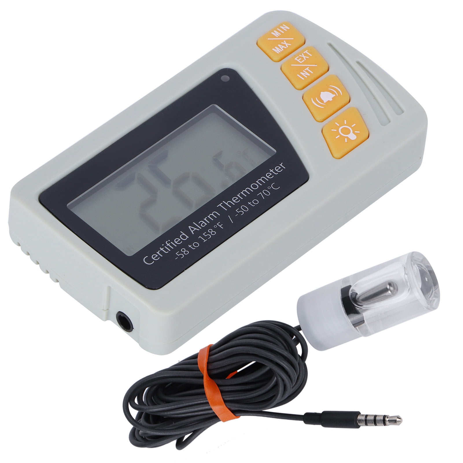 Octpeak Thermometer with Propylene Glycol Bottle Probe Acoustic Alarm for Incubator Cooler