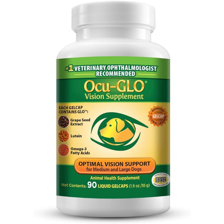 glutathione gel for dogs Ocu-GLO Canine Vision Supplement for Medium & Large Dogs, 90 Liquid Gel  Caps