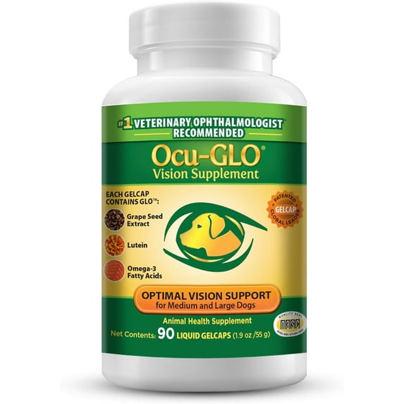Ocu-GLO Canine Vision Supplement for Medium & Large Dogs - 90 Liquid Gel Caps
