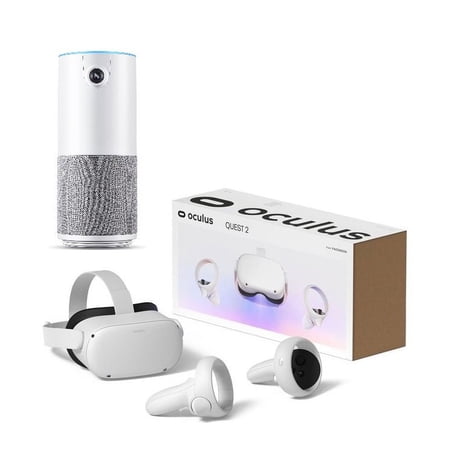 Oculus Quest 2 - Advanced All-In-One Virtual Reality Gaming Headset - White - Family Christmas Holiday Gaming Entertainment - 64GB Video - Conference Webcam w/Microphone & Speaker