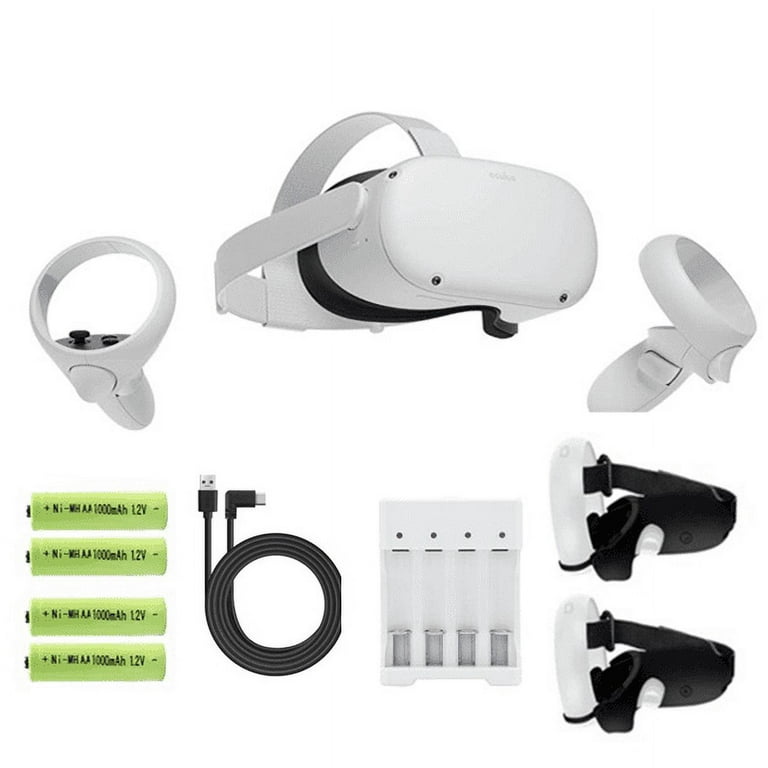 Oculus Quest 2 All-in-One Virtual Reality 128GB Gaming Headset, Touch  Controllers, Bundle with 4 AA Batteries Accessories & Touch Controller Grip  