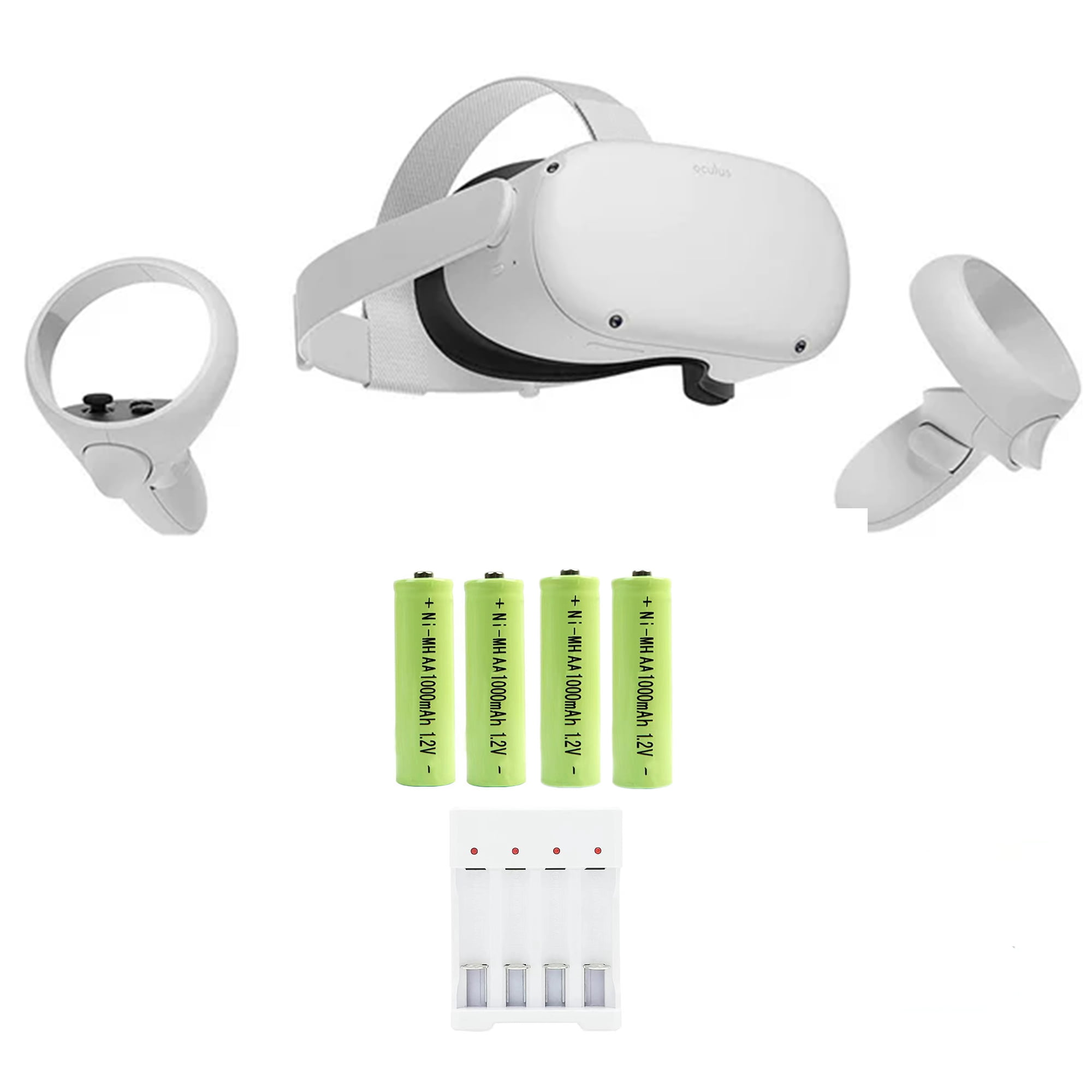 Oculus Quest 2 All-in-One Virtual Reality 128GB Gaming Headset, Touch  Controllers, with 4 AA Rechargeable Batteries and Charger Accessories Set