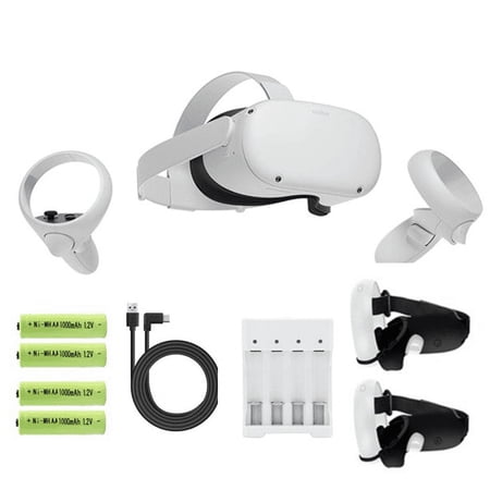 Oculus Quest 2 All-in-One Virtual Reality 256GB Gaming Headset, Touch Controllers, Bundle with 4 AA Batteries Accessories & Touch Controller Grip Cover