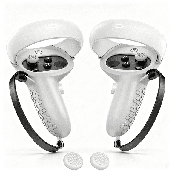Oculus Quest 2 Gray Silicone Touch Sleeve Anti Drop VR Handle Protector Equipped Adjustable Hand Strap Comes With A Pair Of Thumbstick Caps