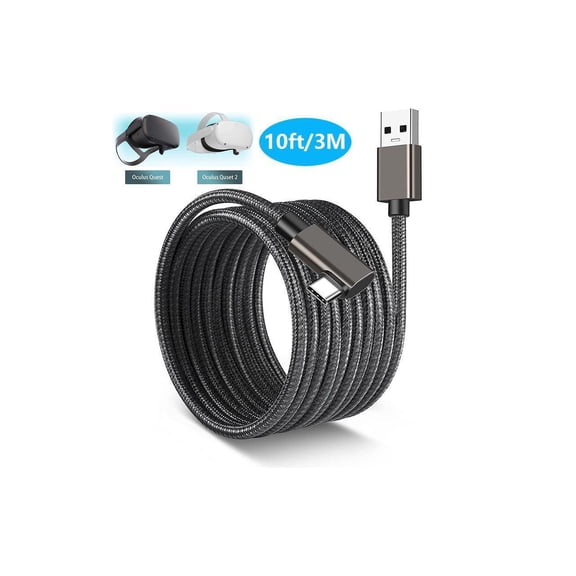 for Oculus Quest 2 Link Cable 10FT/3M, 90 Degree Nylon Braided Link Cable with 5Gbps Data Transfer and up to 3A Fast Charging USB A to USB C Link Cable for Oculus Quest 1/2 VR Headset and Gaming PC