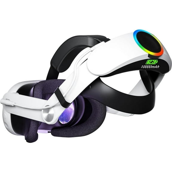 for Oculus Quest 3 / Quest 3S Battery Head Strap with RGB Light, Head Strap with 10000mAh Battery for Oculus Meta Quest 3 / 3s Accessories, Extend 4-6 Hours Playtime Enhanced Support