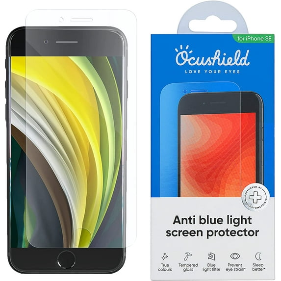 Ocushield for iPhone SE (4.7") - Tempered Glass Anti Blue Light Screen Protector - Easy Installation Tool - Bubble Free - HD Clear - Scratch Proof - Case Friendly