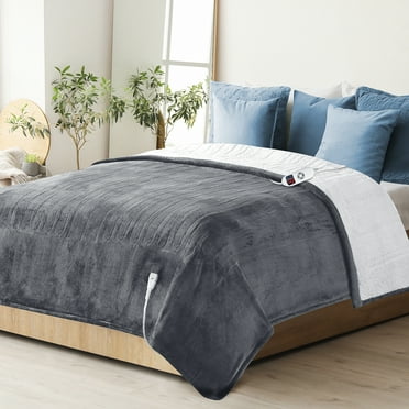 Ocuuziisu Electric Blanket 72" x 84" Full Size Heated Blanket, Fast Heating, 10 Hour Auto-off, 6 Heat Levels, Machine Washable, Grey