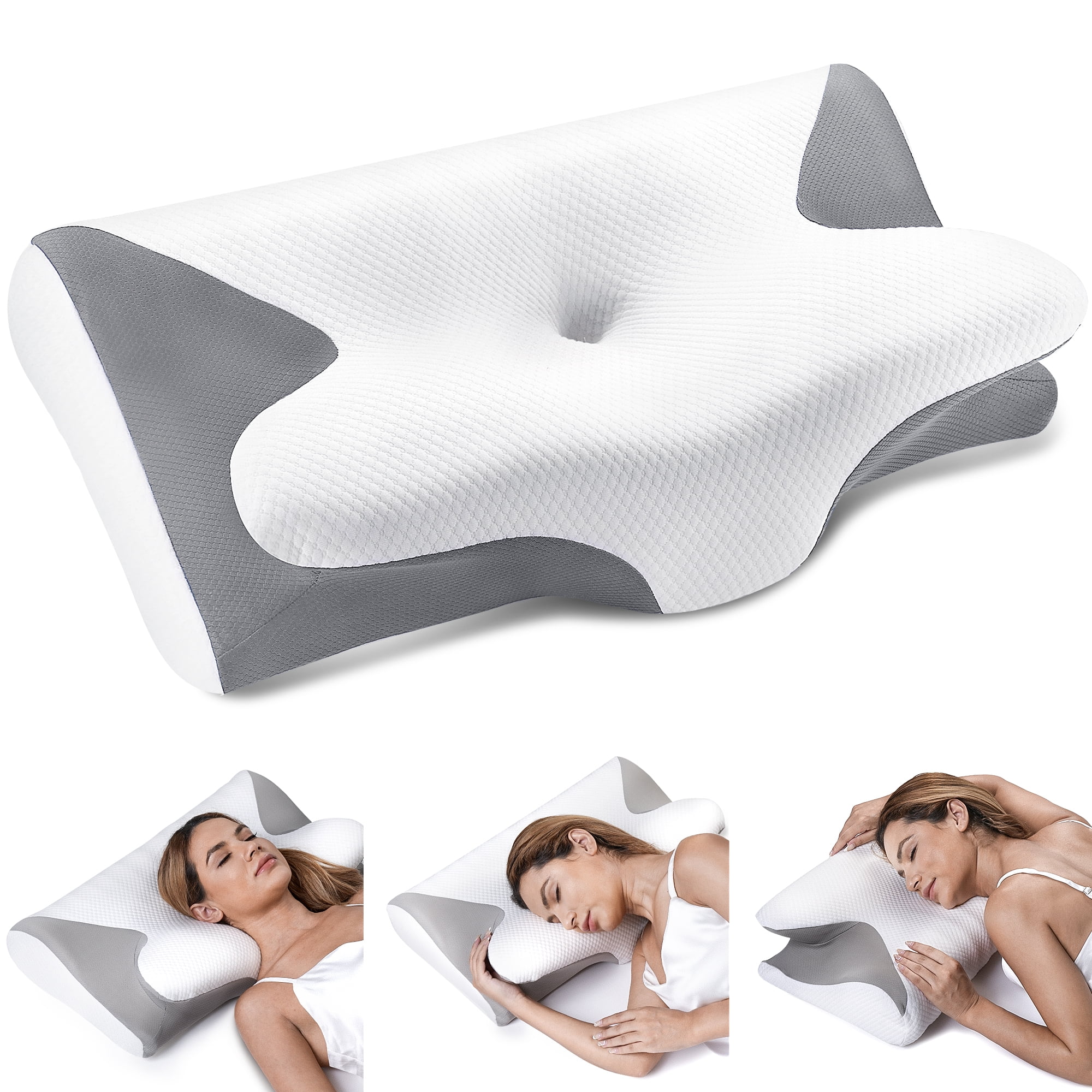 Cushion Lab Extra Dense Ergonomic Cervical Pillow for Firm Neck Support -  Orthopedic Contour Pillow for Back/Side Sleeper Neck Relief, CertiPUR–US  Memory Foam Pillow W/Organic Cotton Cover 
