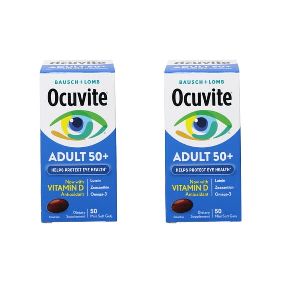 (2 pack) Ocuvite Adult 50+ Eye Health Dietary Supplement, Mini Soft Gels, 50 Count
