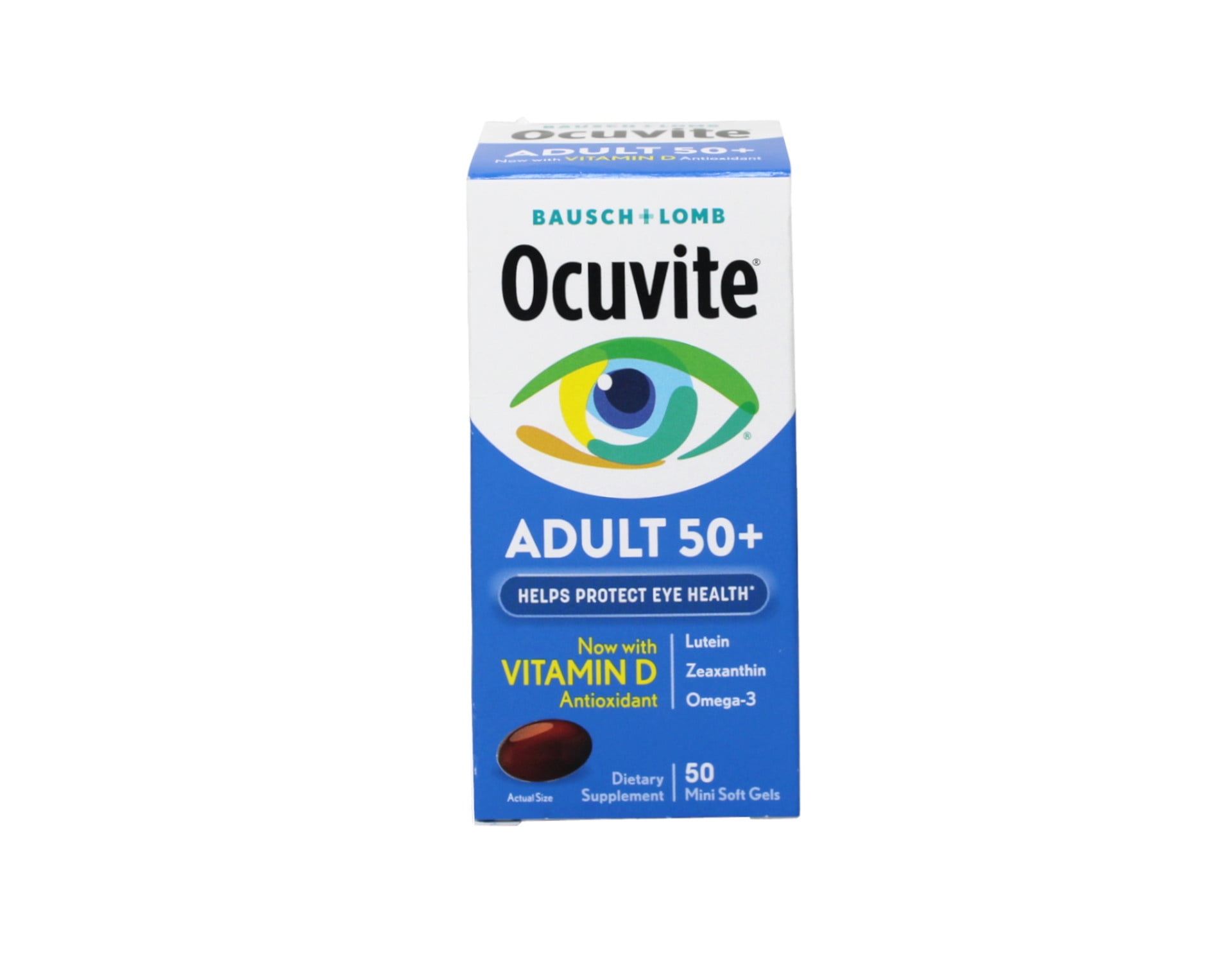 Ocuvite Adult 50+ Eye Health Dietary Supplement, Mini Soft Gels, 50 Count