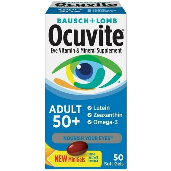 Ocuvite Adult 50+ Eye Vitamin and Mineral Supplement, Soft Gel 50 ct