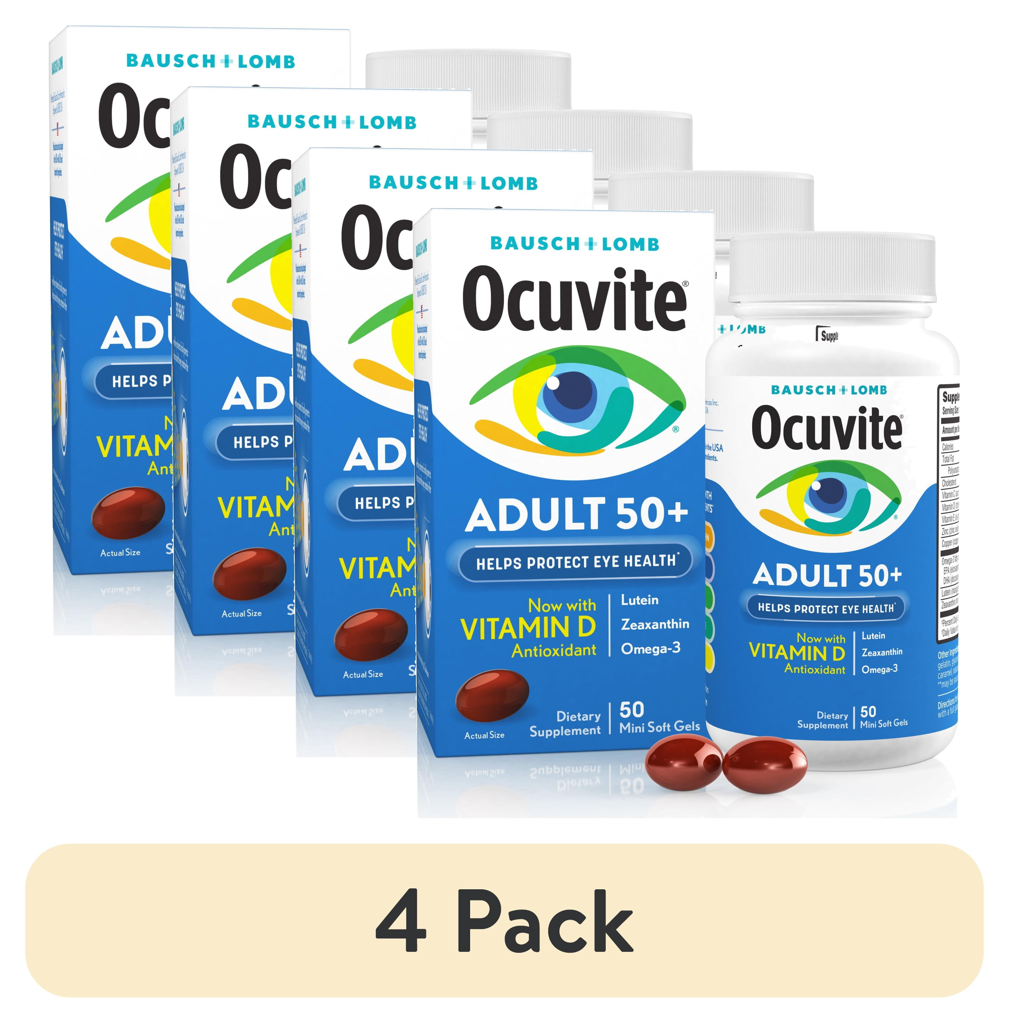 (4 pack) Ocuvite Adult 50 Plus Eye Vitamins & Mineral Supplements, Omega 3, Lutein & Zeaxanthin, 50 Softgels