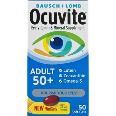 Ocuvite Adult 50 Plus Eye Vitamins and Minerals with Lutein and Zeaxanthin and Omega 3 Softgels, 50 Count