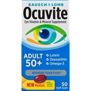 Ocuvite Adult 50 Plus Eye Vitamins and Minerals with Lutein and Zeaxanthin and Omega 3 Softgels, 50 Count