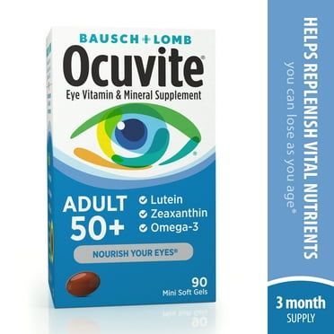 Ocuvite Adult 50 Plus Eye Vitamins and Minerals with Lutein and Zeaxanthin and Omega 3 Softgels, 90 Count