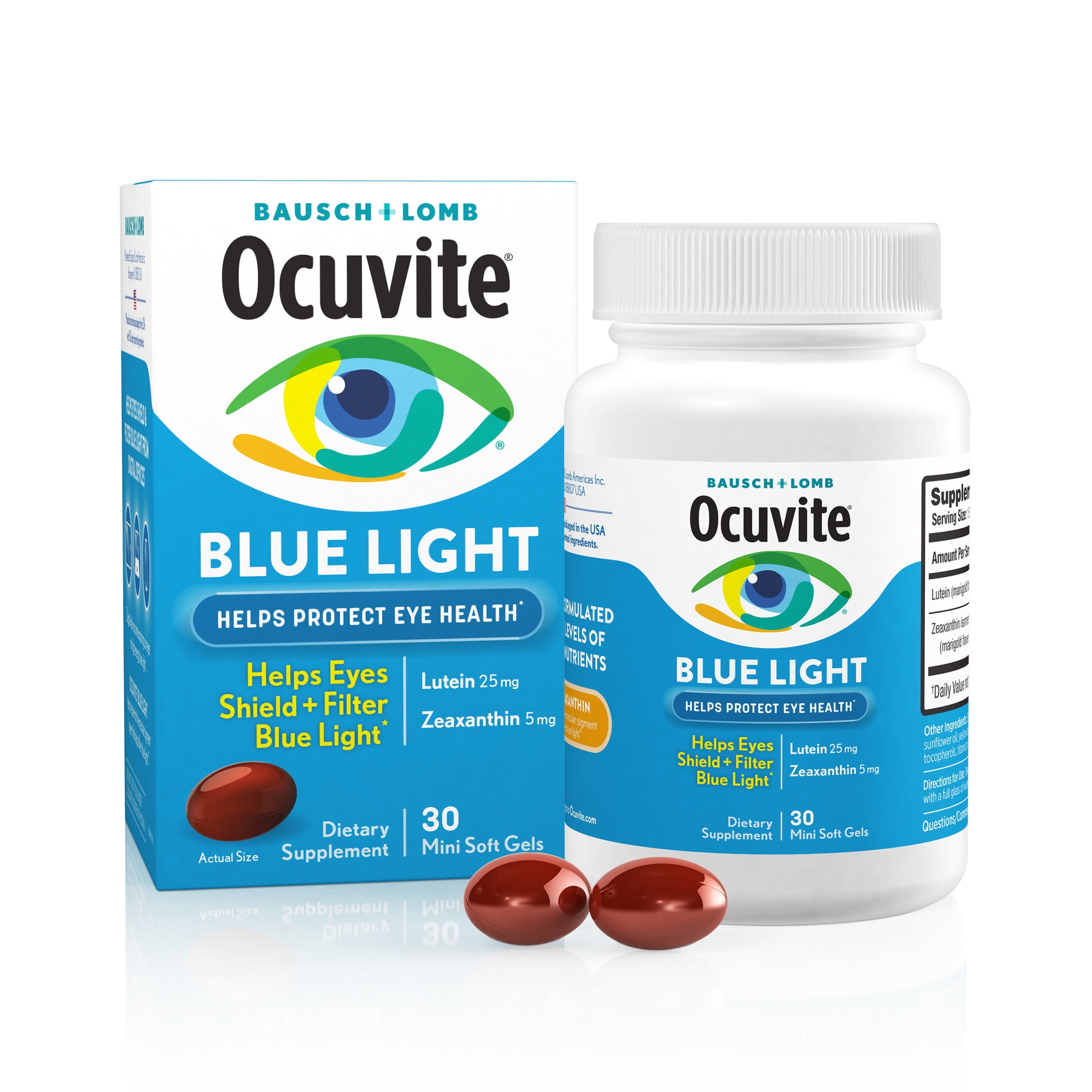 Ocuvite Blue Light Eye Vitamins and Mineral Supplement with Lutein and Zeaxanthin Softgels, 30 Count