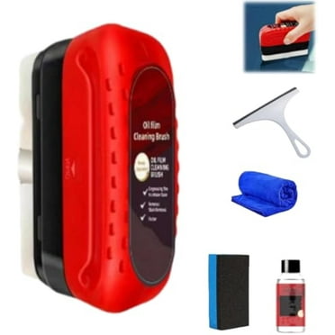 Odalit Automotive Oil Film Cleaner Brush, Odalit Oil Film Cleaner, Car Glass Oil Film Windshield Cleaner, Glass Cleaning Board, Coating for Windshield, Automotive Oil Film Cleaning Brush-red||1pcs