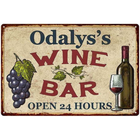Odalys's Rustic Wine Bar Sign Wall Decor Kitchen Gift 12 x 18 Matte Finish Metal 112180056640