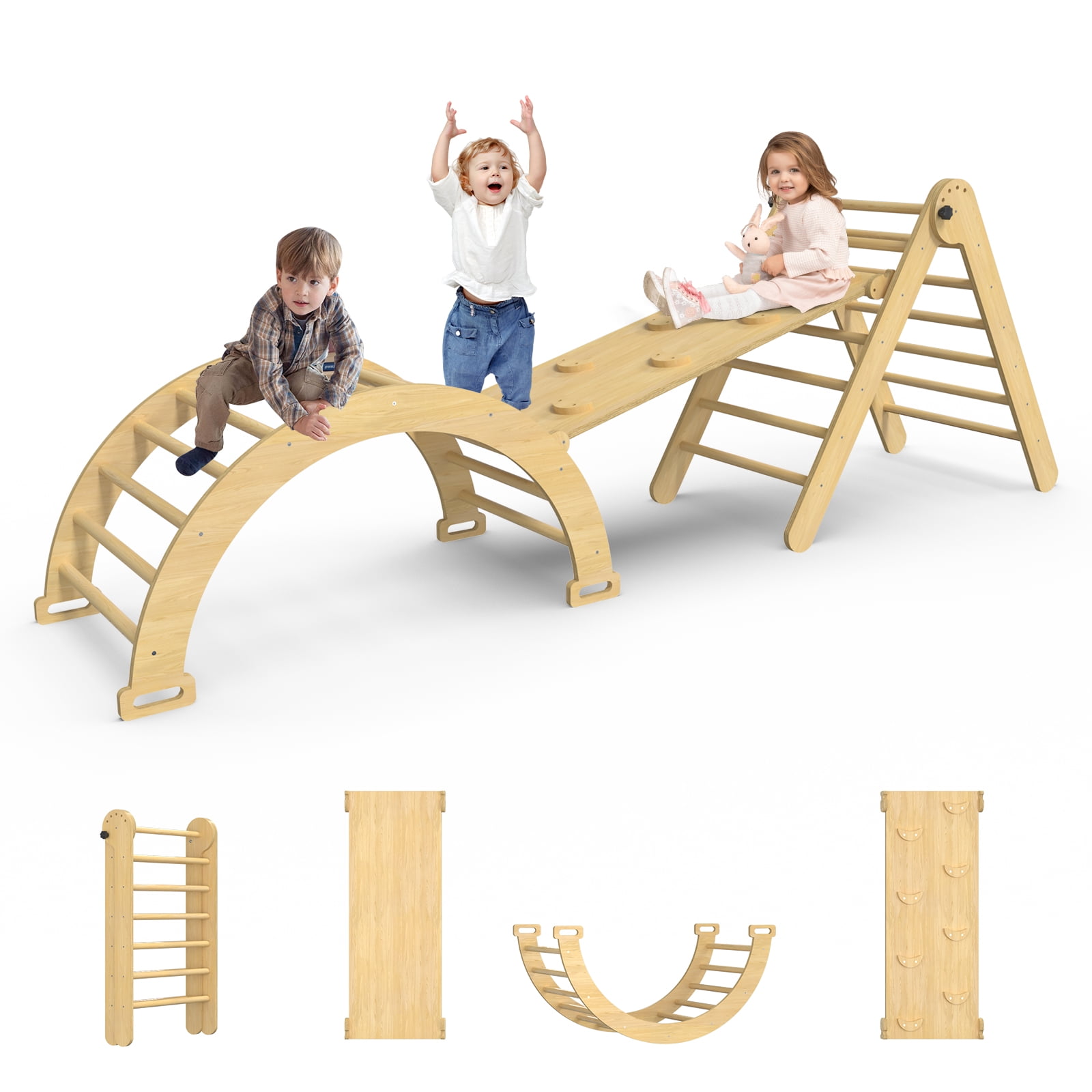 Toddler Ramp Odaof 5-in-1 Pikler Triangle Set, Indoor Playground, Foldable ...