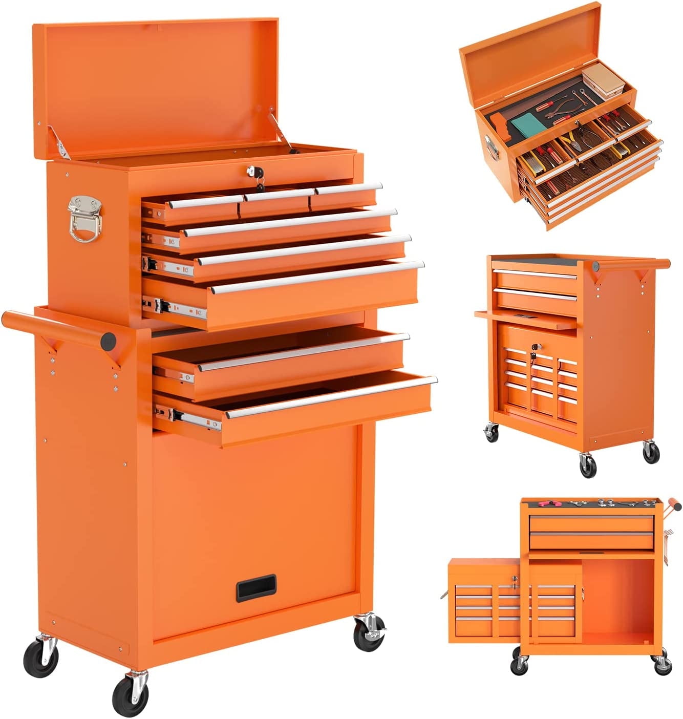 Odaof 8 Drawer Mechanic Tool Chest with Wheels Heavy Duty Rolling Tool