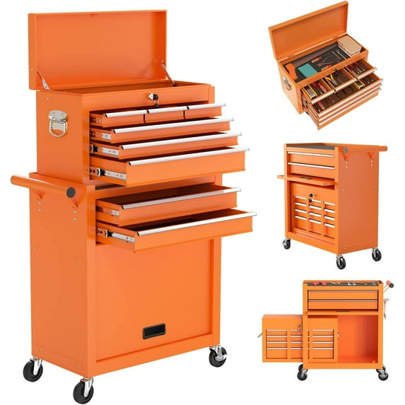 Odaof 8-Drawer Mobile Tool Chest, Heavy Duty, Detachable Organizer ...