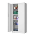 thumbnail image 1 of Odaof Metal Garage Storage with 2 Doors and 4 Adjustable Shelves,71" Lockable Tall Steel Cabinet for Office,Garage,School,Home (White), 1 of 10