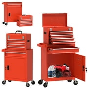 Odaof Tool Storage Cabinet Tool Chest with 4 Wheels and 5 Drawers,Large Capacity Removable Toolbox with Lock for Garage and Warehouse(Red)