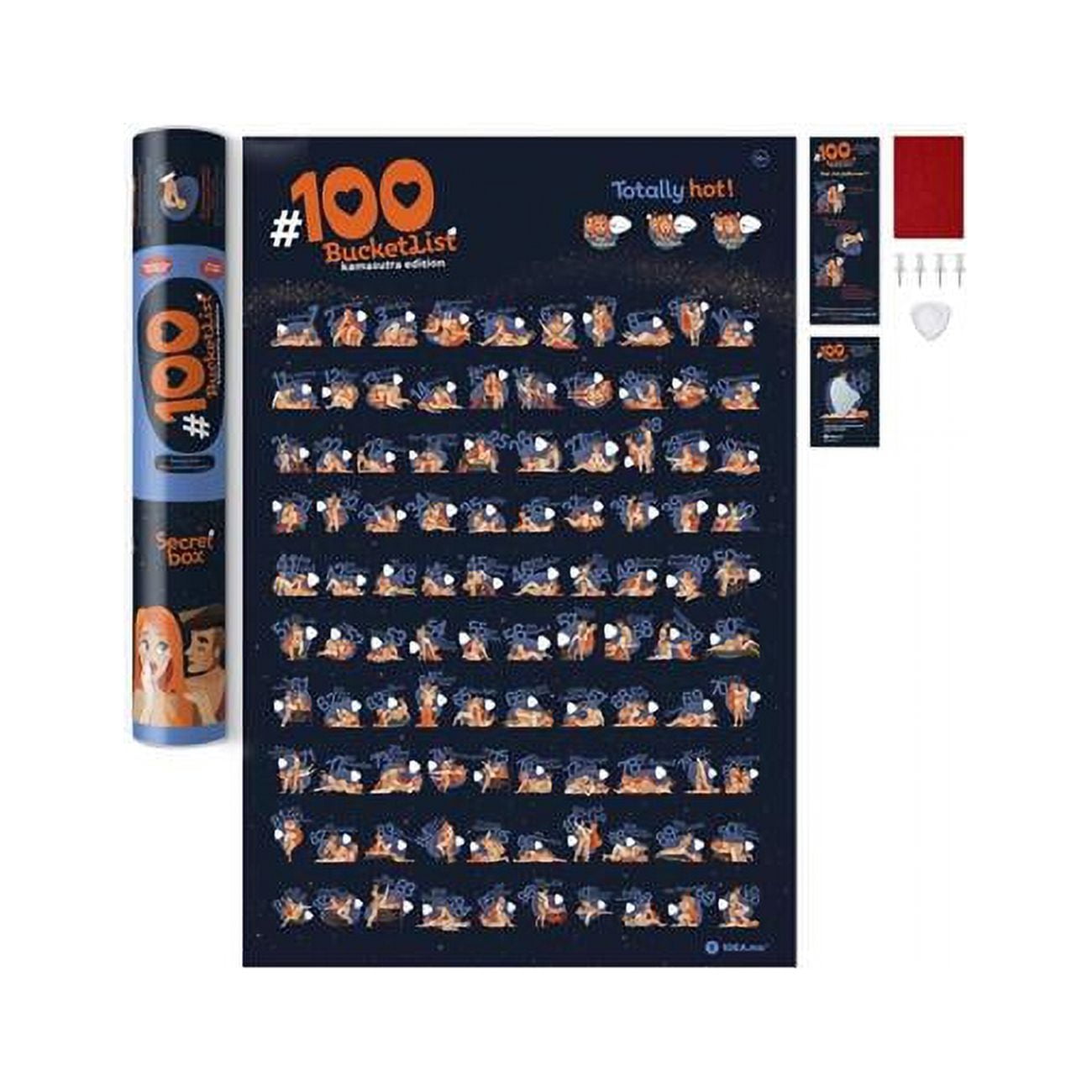 Odash 100K 60 x 40 cm 100 Bucketlist Scratch off Wall Poster, Blue