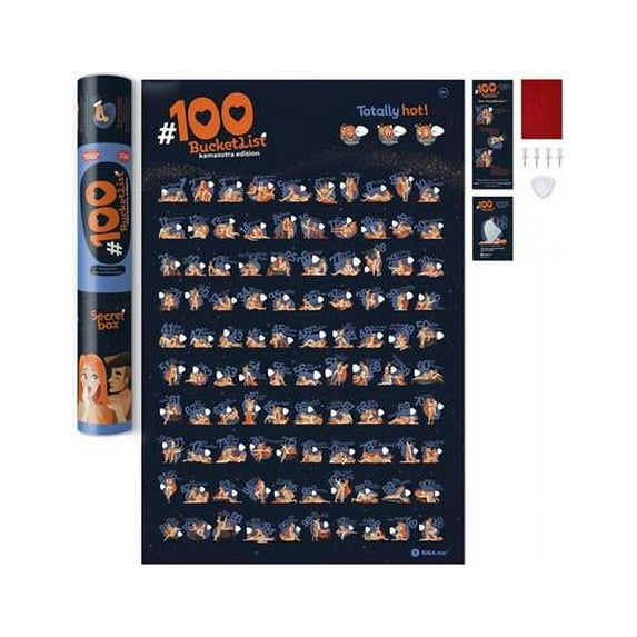 Odash 100K 60 x 40 cm 100 Bucketlist Scratch off Wall Poster, Blue