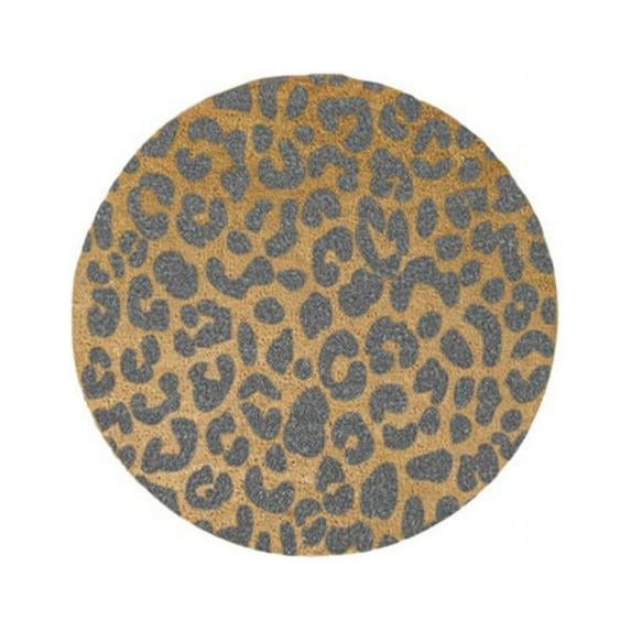 Odash CIRCLE-GREYLEOPARD Grey Leopard Print Circle Doormat, 28 in.