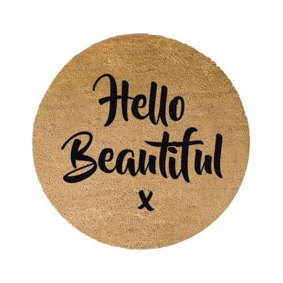 Odash CIRCLE-HELLOBEAUTIFUL Hello Beautiful Circle Doormat, 28 in.
