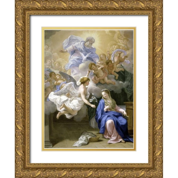 Odazzi, Giovanni 12x14 Gold Ornate Wood Framed with Double Matting Museum Art Print Titled - The Annunciation