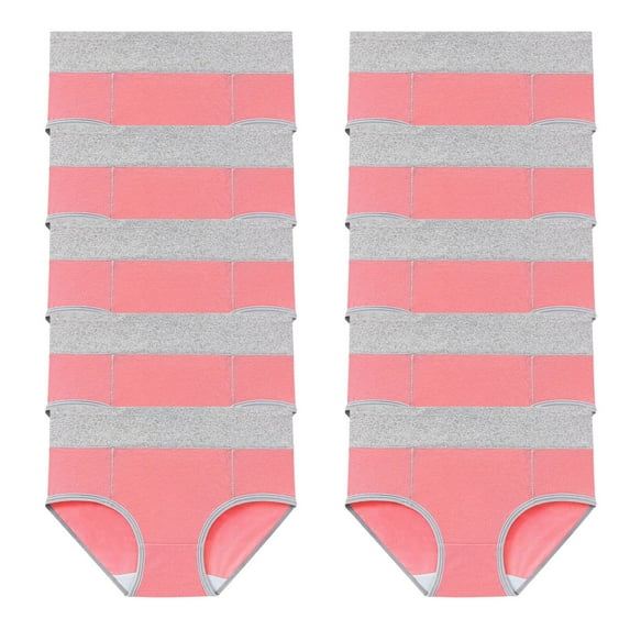 Odbmxy 10 PC High Waist Panties for Women Plus Size Cotton Women Brief Panties Hip Lift Comfy Plain Pink Panties