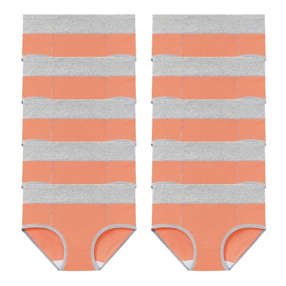 Odbmxy 10 PC High Waist Womens Panties Cotton Womens Briefs Plus Size Soft Orange Solid Comfy Panties