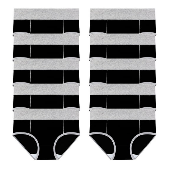 Odbmxy 10 PC Panties for Women High Waist Cotton Women Brief Panties Soft Black Solid Color Comfy Panties