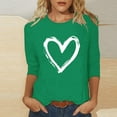 thumbnail image 1 of Odbmxy 3/4 Sleeve T-Shirt Women Valentines Day Women's Plus Size Tops Heart Print Soft Holiday Casual Loose Tops Green, 1 of 5
