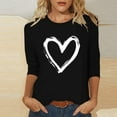 thumbnail image 1 of Odbmxy 3/4 Sleeve T-Shirts Womens Plus Size Valentines Day Tops Women Heart Print Casual Holiday Loose Soft Tops Black, 1 of 5