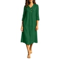 thumbnail image 1 of Odbmxy 3/4 Sleeve Women's Midi Dresses Tunic Cotton Linen Fall Shift Women Dress Collared Button Holiday Casual, 1 of 4