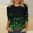 thumbnail image 1 of Odbmxy 3/4 Sleeve Womens Plus Size T Shirts Shamrock St. Paddy's Day Women's Tops Tunic Festivals Leisure Green Loose Shirts, 1 of 5