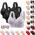 thumbnail image 1 of Odbmxy 3 PC Push up Plus Size Bras for Women Wireless Womens Bras Under $10 Leisure Full Coverage Plain Color Support Bras, 1 of 10