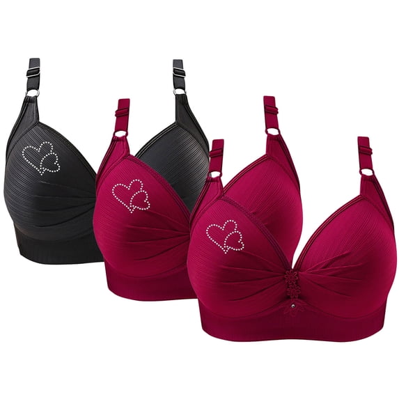 Odbmxy 3 PC Womens Bras Under $10 Wireless Push up Bras for Women Full Coverage Support Fashion Solid Color Underwear