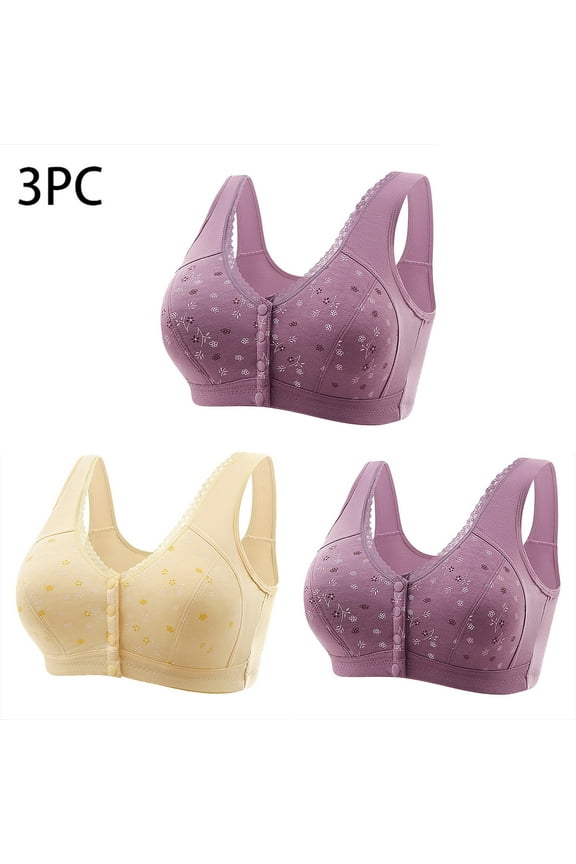 3 PC Womens Plus Size Bra Wireless Push up Womens Bra Full Coverage Daily Support Plain Seamless Vest Style Bras