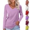 thumbnail image 1 of Odbmxy Basic Womens Tee Shirts Plus Size Long Sleeve Womens Plus Size Tops Comfy Casual Layering Plain Relaxed Fit Tops,Pink 3XL, 1 of 6